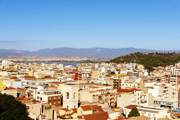 Cagliari, Sardinya, İtalya için havadan görünümü — Stok fotoğraf