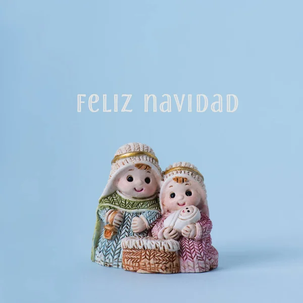 Sagrada Familia y texto Feliz Navidad en Spanis — Foto de Stock