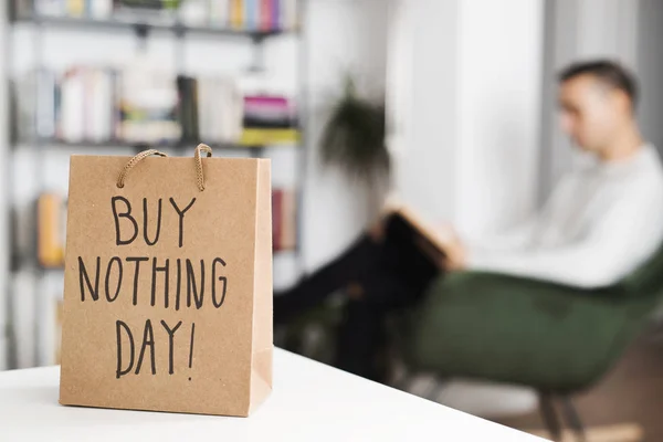Text buy nothing day in a shopping ba — Stock Photo, Image
