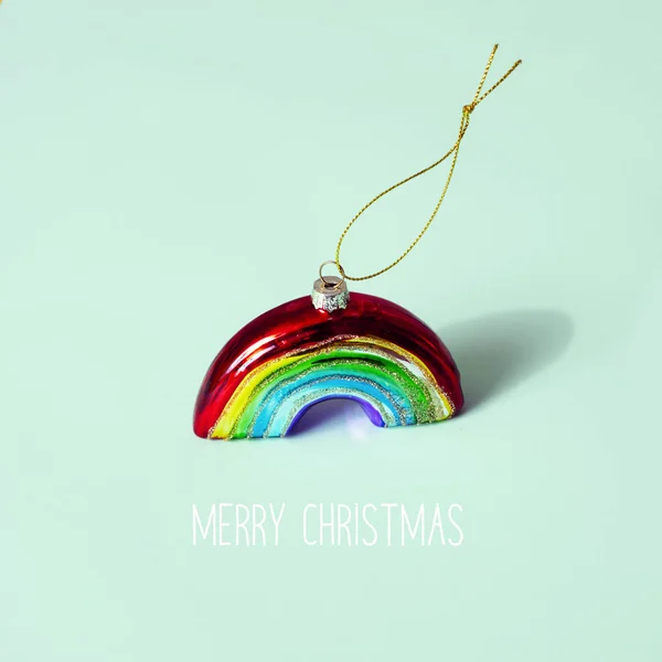 Duha a text Veselé Vánoce — Stock fotografie