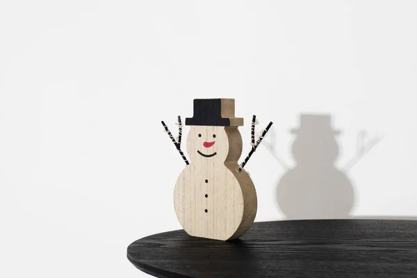 Funny wooden snowman — Stock Photo, Image