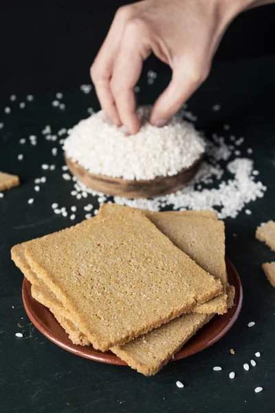 Fatias de pão de farinha de arroz — Fotografia de Stock