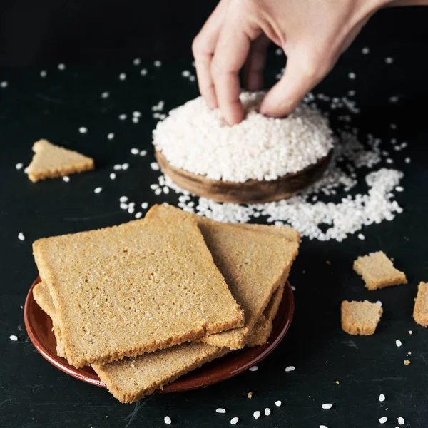 Fatias de pão de farinha de arroz — Fotografia de Stock