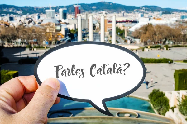 Frage sprechen sie katalanisch, in barcelona — Stockfoto