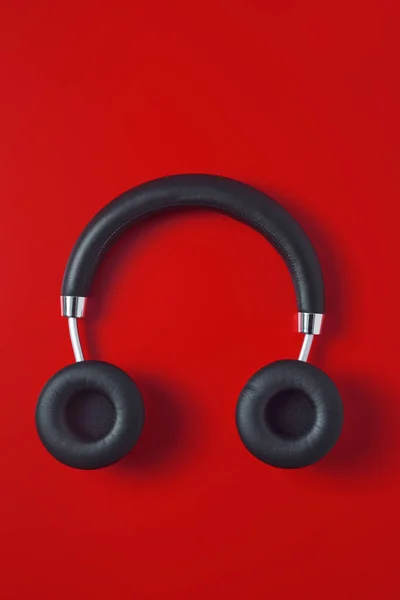 High Angle View Pair Black Wireless Full Size Headphones Red — Stock Photo, Image