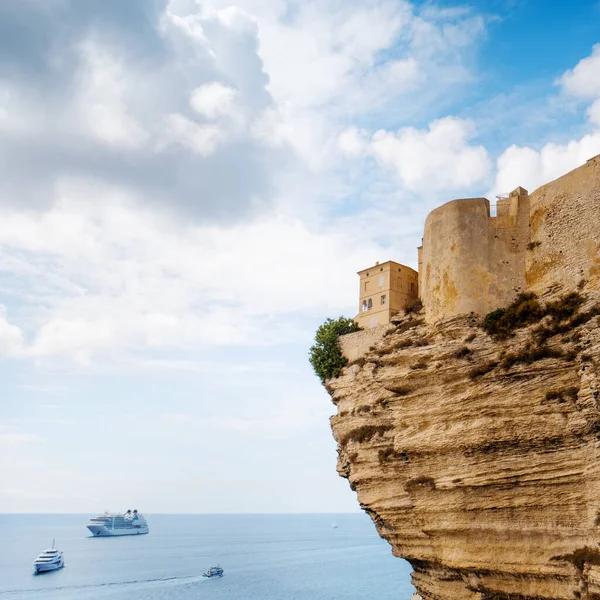 Pohled Malebné Ville Haute Starého Města Bonifacio Corse Francie Vrcholu — Stock fotografie