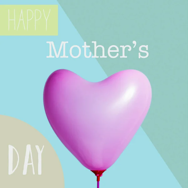 Balão Cor Rosa Forma Coração Texto Feliz Dia Dos Namorados — Fotografia de Stock