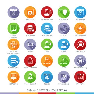 04 modern düz Icons Set