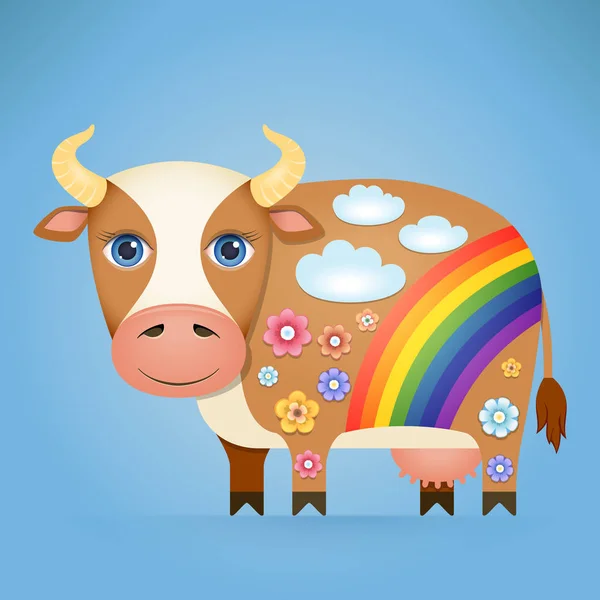 Cute Cartoon Cow — Stock Vector