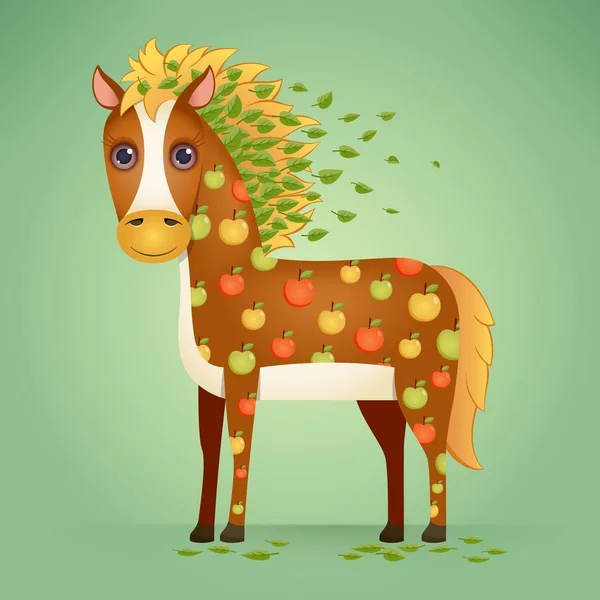 Carino cavallo cartone animato — Vettoriale Stock
