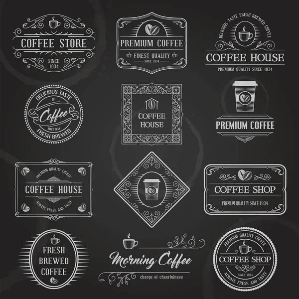 Retro kaffe etiketter svart — Stock vektor