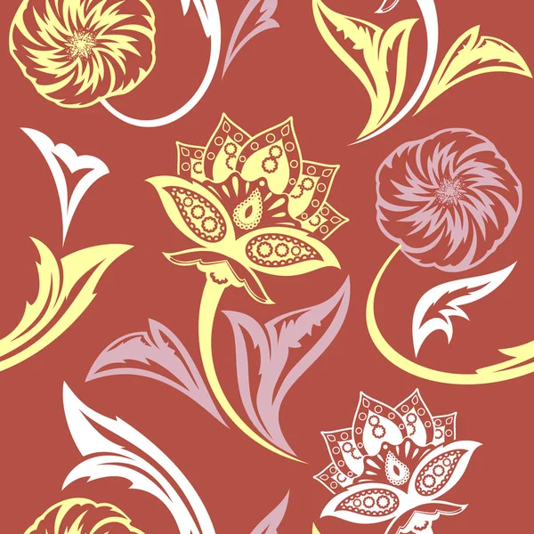 Ethnic Floral Seamless Pattern9 — Stock Vector