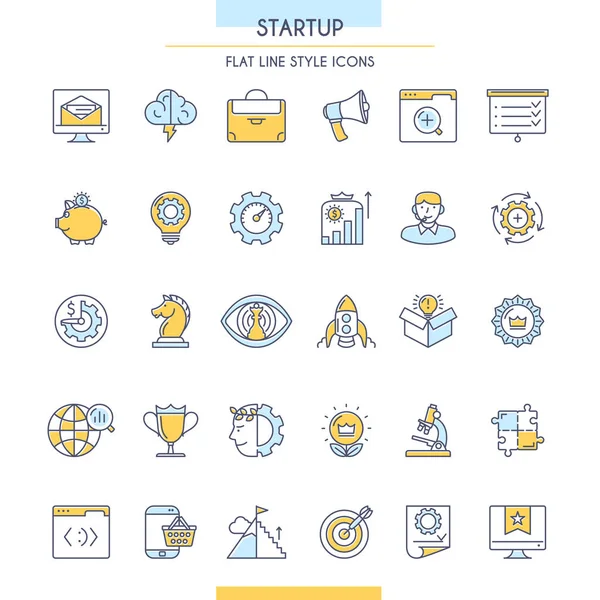 Startup Outline Icons Set — Stock Vector