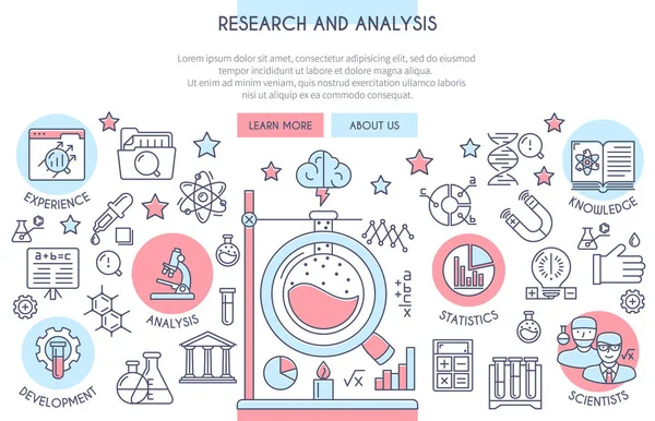 Araştırma ve analiz afiş — Stok Vektör