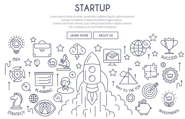 Startup Web Design Conceito linha fina — Vetor de Stock