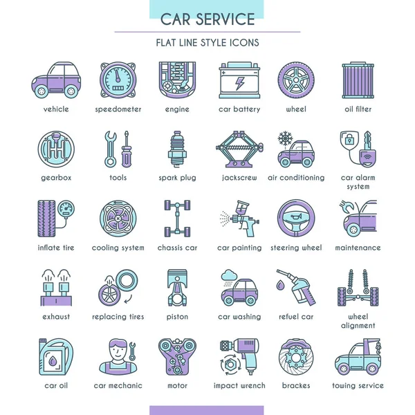 CAR SERVIÇO ICON SET —  Vetores de Stock