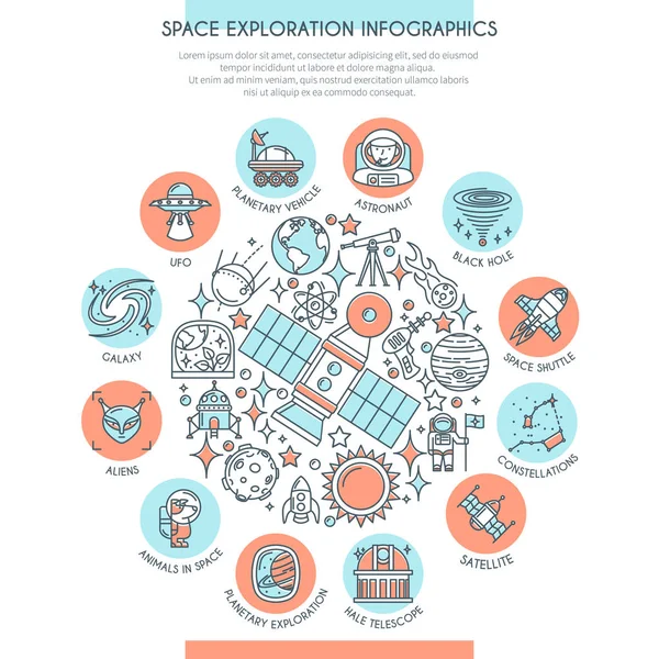 Infografis Eksplorasi Angkasa - Stok Vektor