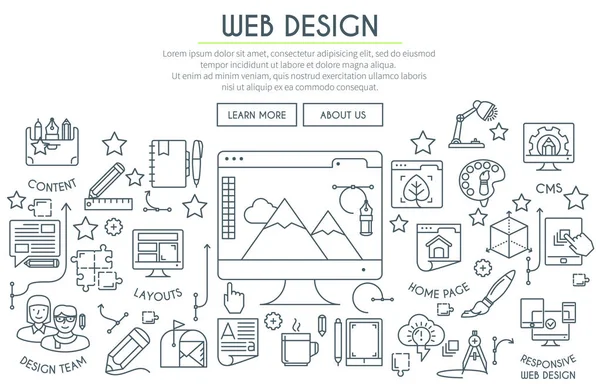 Web-Design-Illustration dünne Linie — Stockvektor