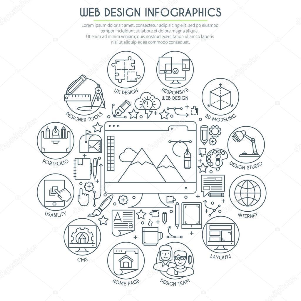 Web Design Infographics Thin Line