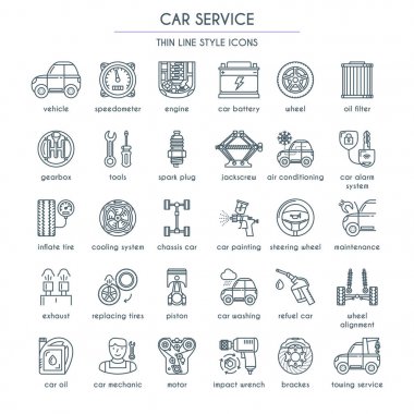 Araba Servis satırı Icon Set