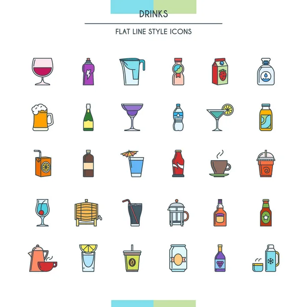 Conjunto de ícones de bebidas — Vetor de Stock