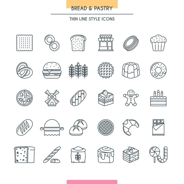 Bread and pastry thin — Stock Vector