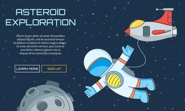 Asteroïde exploratie achtergrond — Stockvector