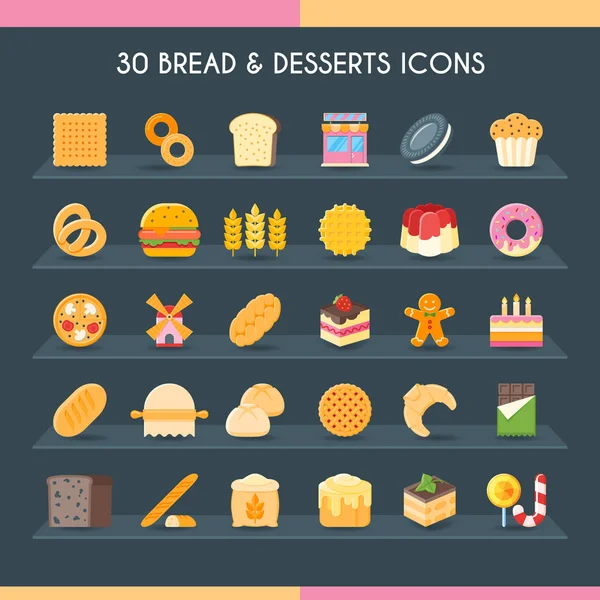 Set de pains et pâtisseries — Image vectorielle