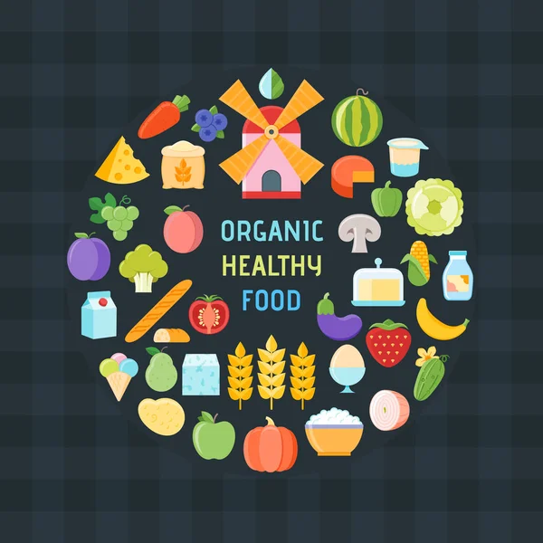 Organic healthy food banner — Stock Vector