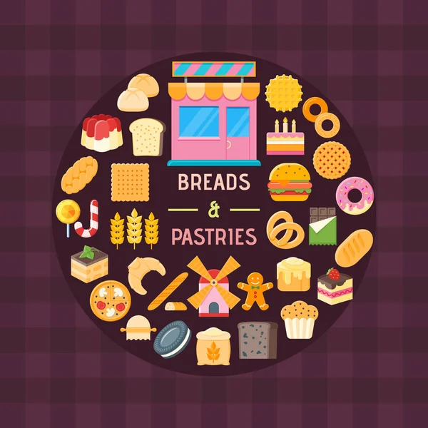 面包和糕饼的旗帜 — 图库矢量图片