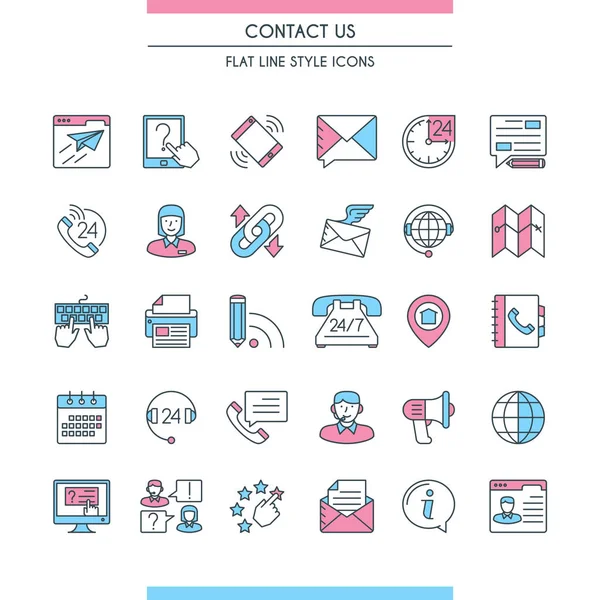 Neem contact op met ons icons set — Stockvector