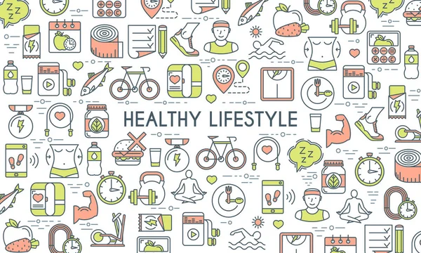 Banner de estilo de vida saudável — Vetor de Stock