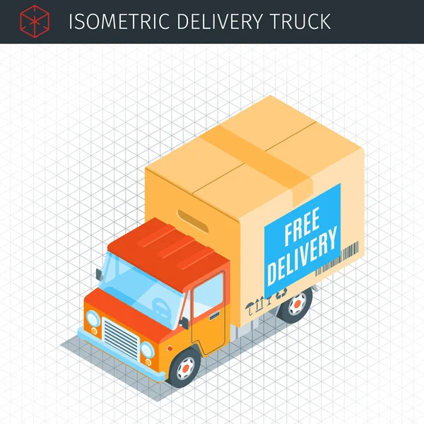 Bir kutu ile kamyon — Stok Vektör