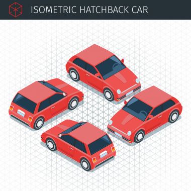 İzometrik Hatchback araba