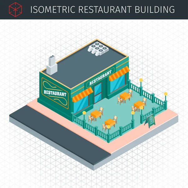 Isométrico restaurante casa — Vector de stock