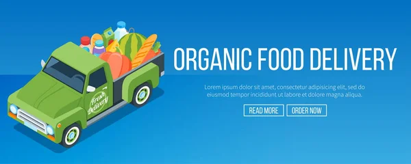 Entrega caminhão de alimentos orgânicos — Vetor de Stock