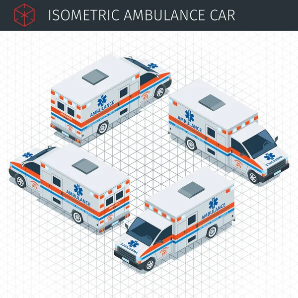 İzometrik ambulans araba — Stok Vektör