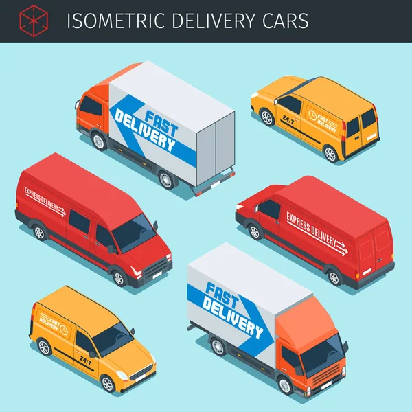 Voitures de livraison isométriques — Image vectorielle