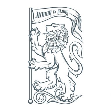 Görüntü bayrak ile hanedan aslan