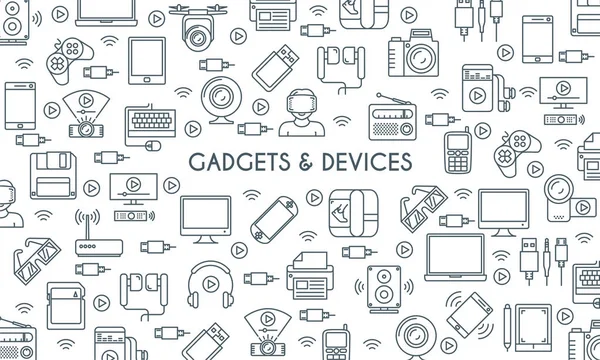 Gadget dünne Linie Banner — Stockvektor