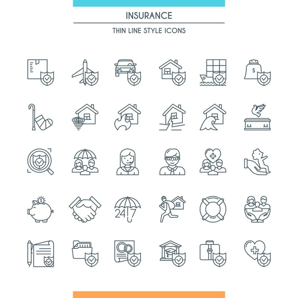 Icone impostate sull'assicurazione tematica2 — Vettoriale Stock