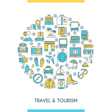 Düz çizgi tasarım seyahat konsepti