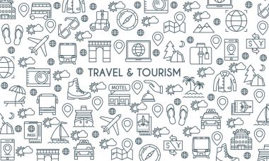 İnce çizgi tasarım seyahat afiş