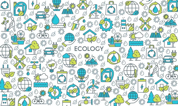 Flat line design ecology banner — Stock Vector