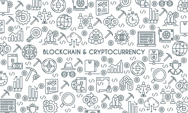 Banner criptomoneda de diseño de línea delgada — Vector de stock