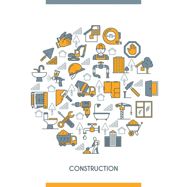 Conceptul de construcție a liniei plate — Vector de stoc