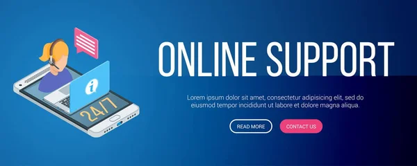 Banner de suporte online —  Vetores de Stock