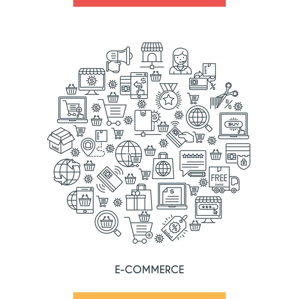 E commerce line concepte — Stockvector