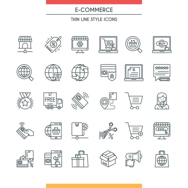 Linia E-commerce ikony — Wektor stockowy
