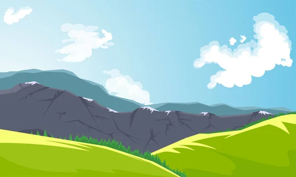 Sommets montagneux et vallée verte — Image vectorielle